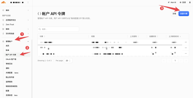 进入 Cloudflare 的 API Token 创建页面